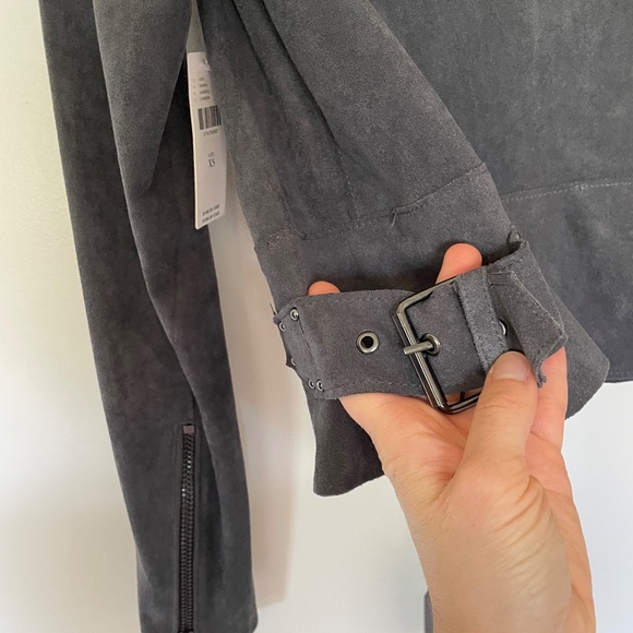 Anthropologie Blank NYC Faux-Suede Dark Gray Moto Jacket/Blazer Size XS NWT - Picture 14 of 16